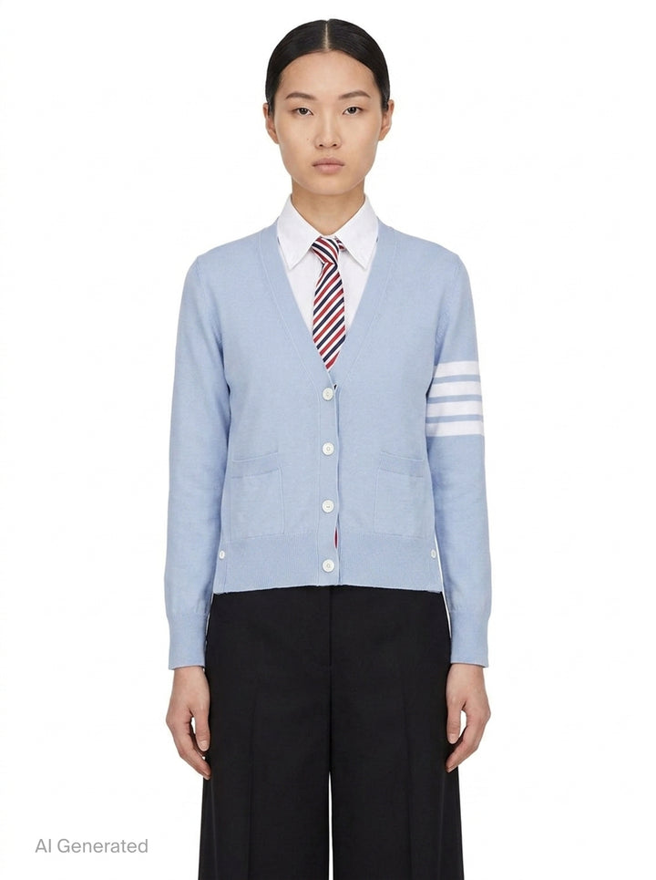 Relaxed Fit V-Neck Cardigan | Thom Browne | Club21 - front