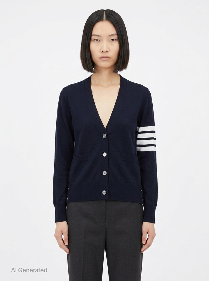 Relaxed Fit V-Neck Cardigan | Thom Browne | Club21 - front