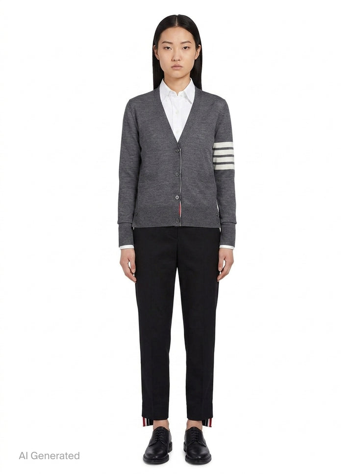 Relaxed Fit V-Neck Cardigan | Thom Browne | Club21 - front