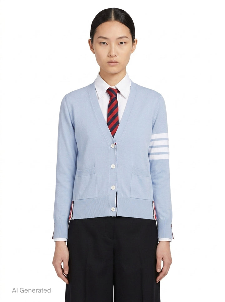 Relaxed Fit V-Neck Cardigan | Thom Browne | Club21 - front