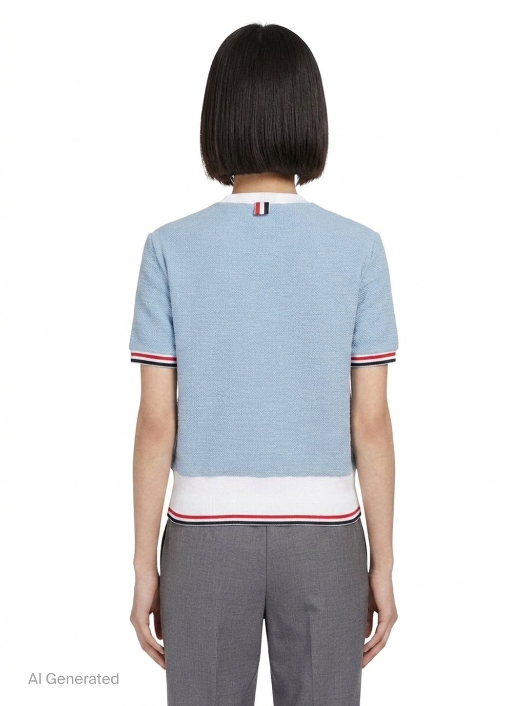 Rib Cuff Short Sleeve Tee | Thom Browne | Club21 - back