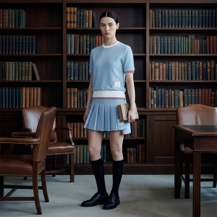 Rib Cuff Short Sleeve Tee | Thom Browne | Club21 - lifestyle