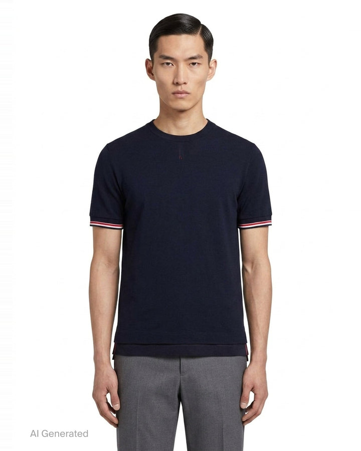 Rib Cuff Tipping Tee | Thom Browne | Club21 - front