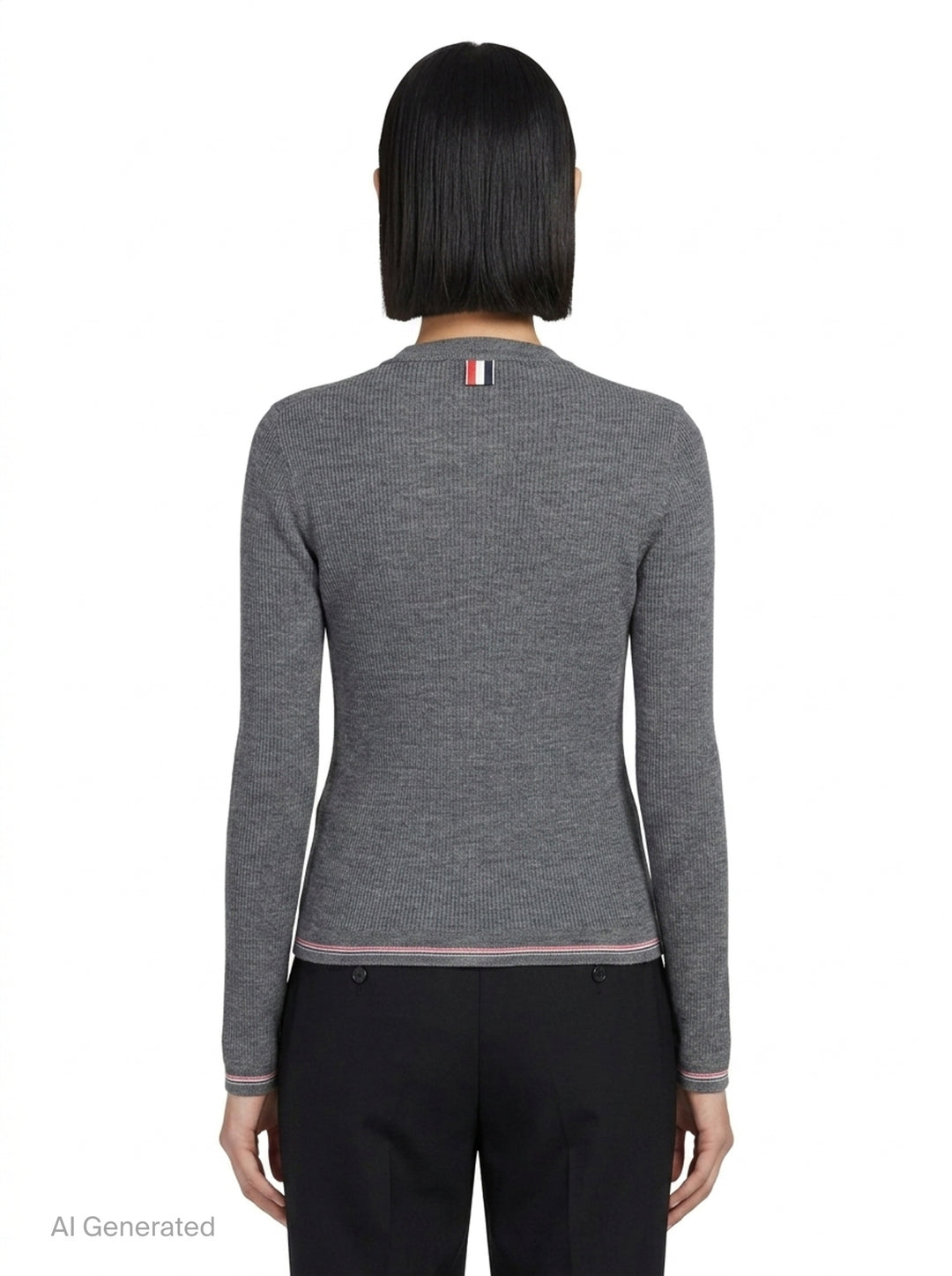 Rib Stitch Crew Neck Cardigan | Thom Browne | Club21 - back