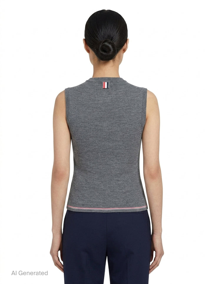 Rib Stitch Merino Shell Top | Thom Browne | Club21 - back