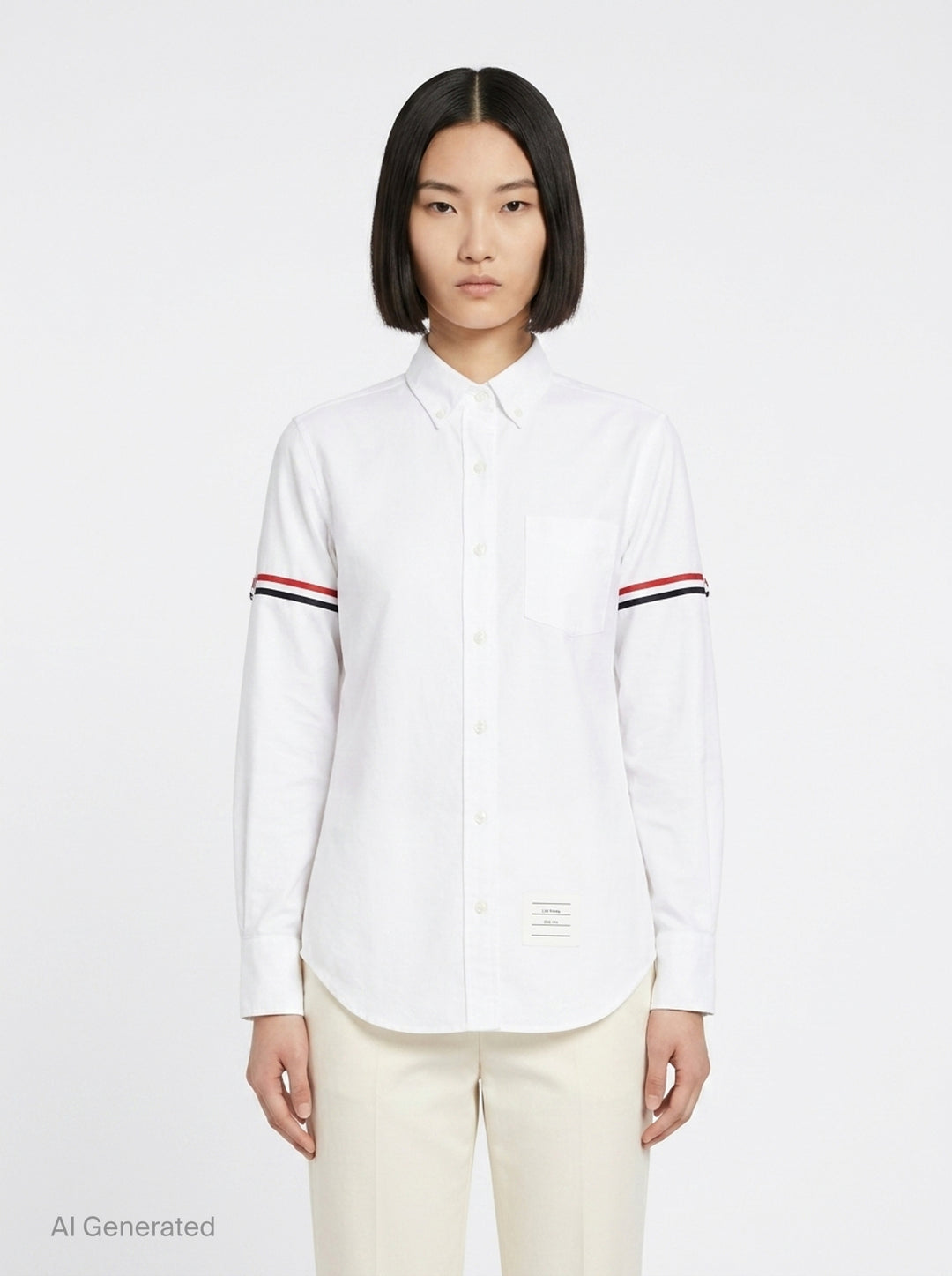 Round Collar Stripe Shirt | Thom Browne | Club21 - front