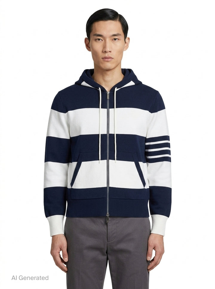 Rugby Stripe Zip Hoodie | Thom Browne | Club21 - front