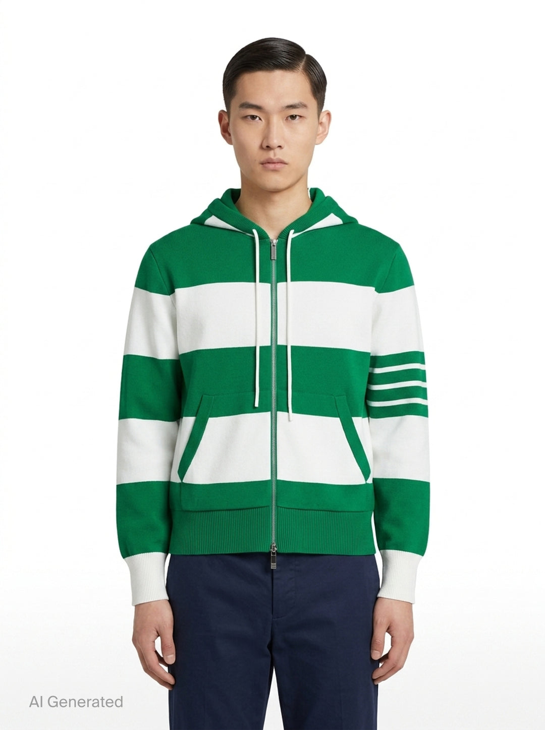 Rugby Stripe Zip Hoodie | Thom Browne | Club21 - front