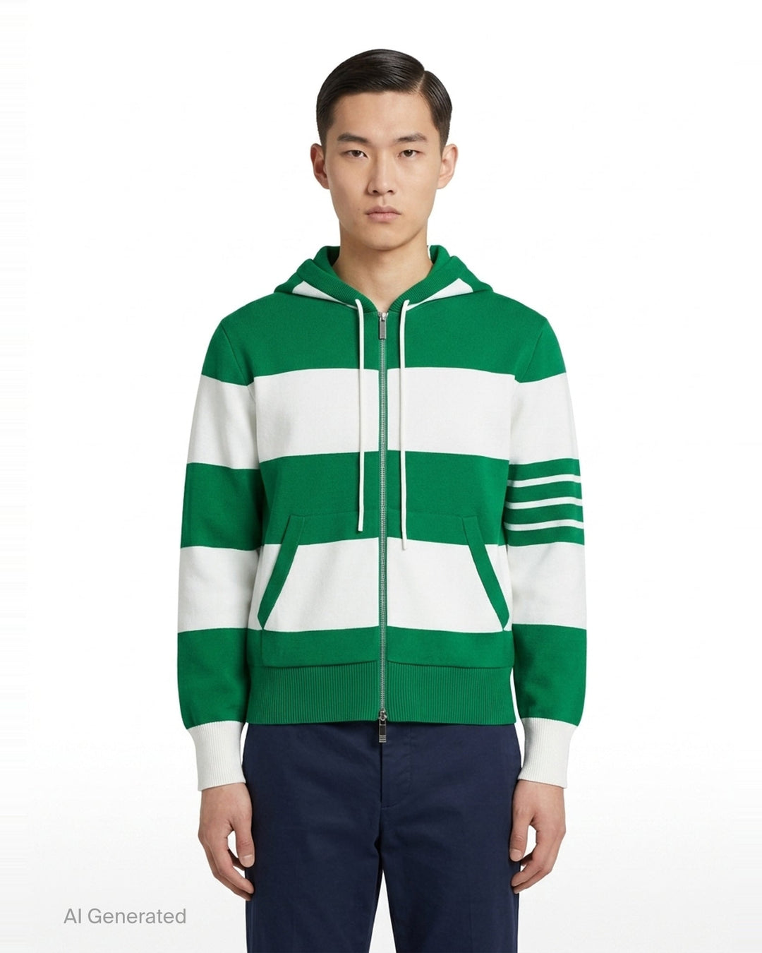 Rugby Stripe Zip Hoodie | Thom Browne | Club21 - front