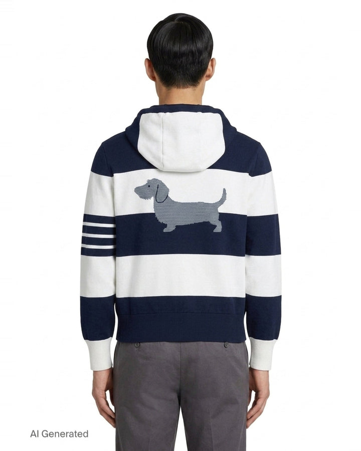 Rugby Stripe Zip Hoodie | Thom Browne | Club21 - back