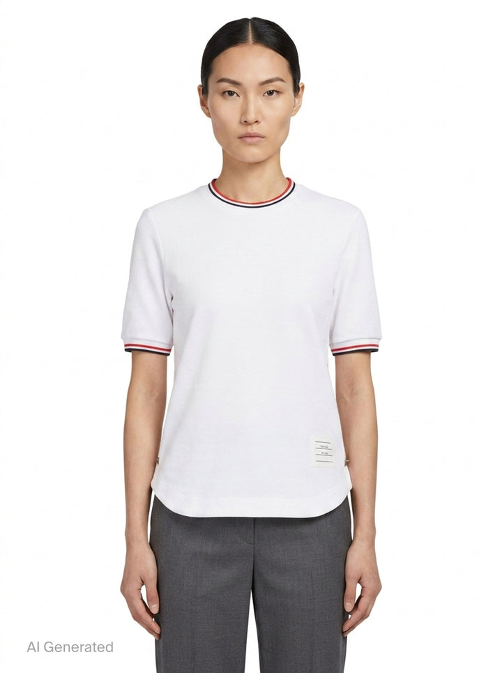RWB Tipping Short Sleeve Tee | Thom Browne | Club21 - front