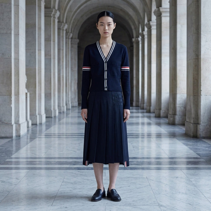 Sailboat Jacquard V-Neck Cardigan | Thom Browne | Club21 - lifestyle