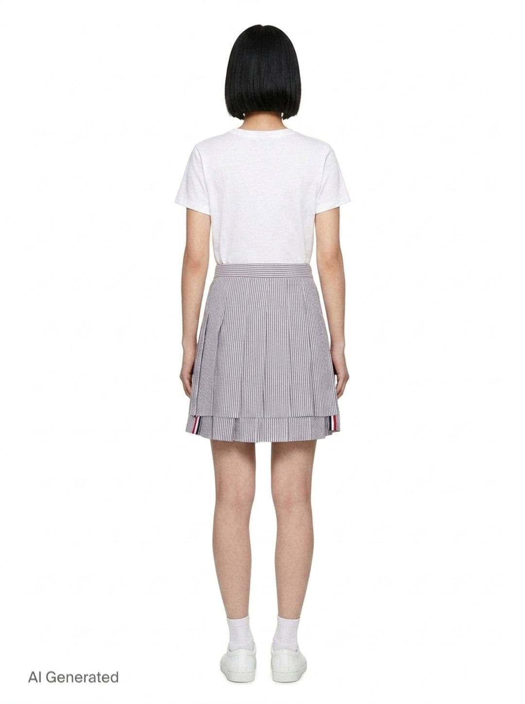 Seersucker Mini Pleated Skirt | Thom Browne | Club21 - back