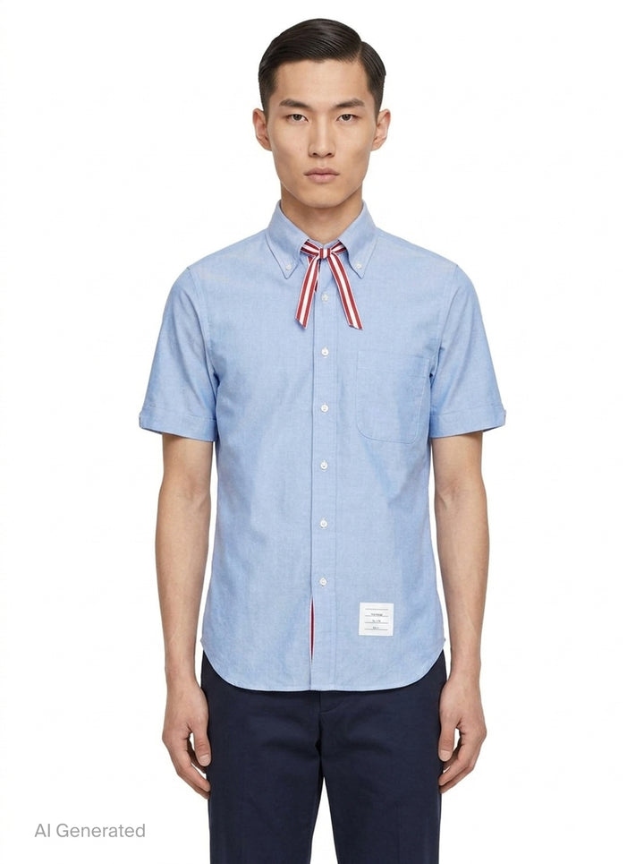 Short Sleeve Button Down Shirt | Thom Browne | Club21 - front