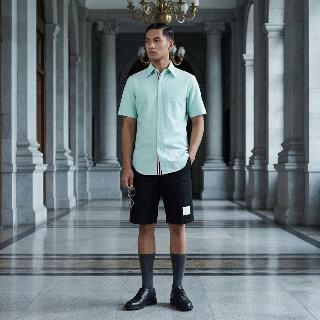 Short Sleeve Button-Down Shirt | Thom Browne | Club21 - lifestyle