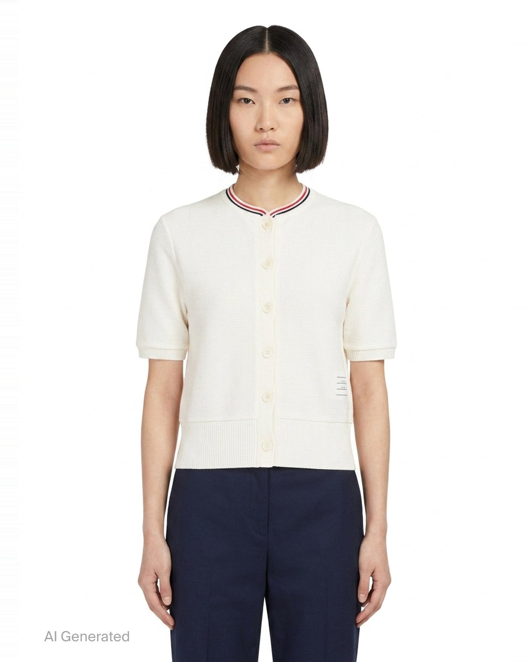 Short Sleeve Crew Neck Cardigan | Thom Browne | Club21 - front