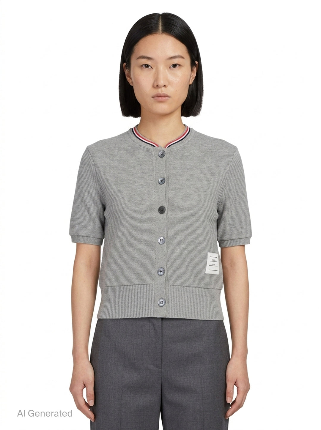 Short Sleeve Crew Neck Cardigan | Thom Browne | Club21 - front
