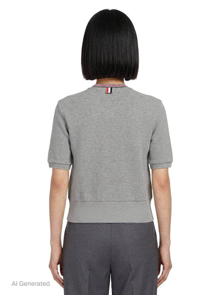 Short Sleeve Crew Neck Cardigan | Thom Browne | Club21 - back