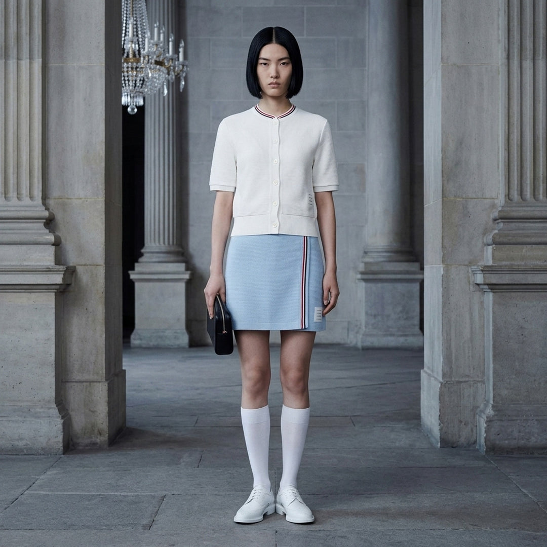 Short Sleeve Crew Neck Cardigan | Thom Browne | Club21 - lifestyle