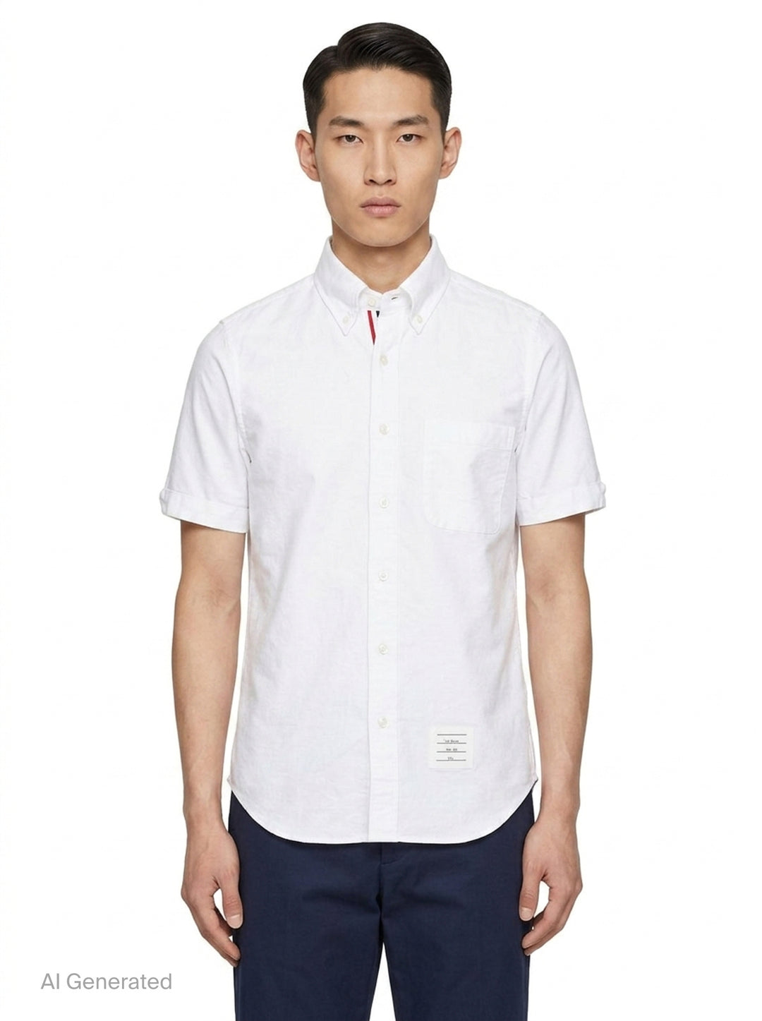 Short Sleeve Oxford Button Down Shirt | Thom Browne | Club21 - front