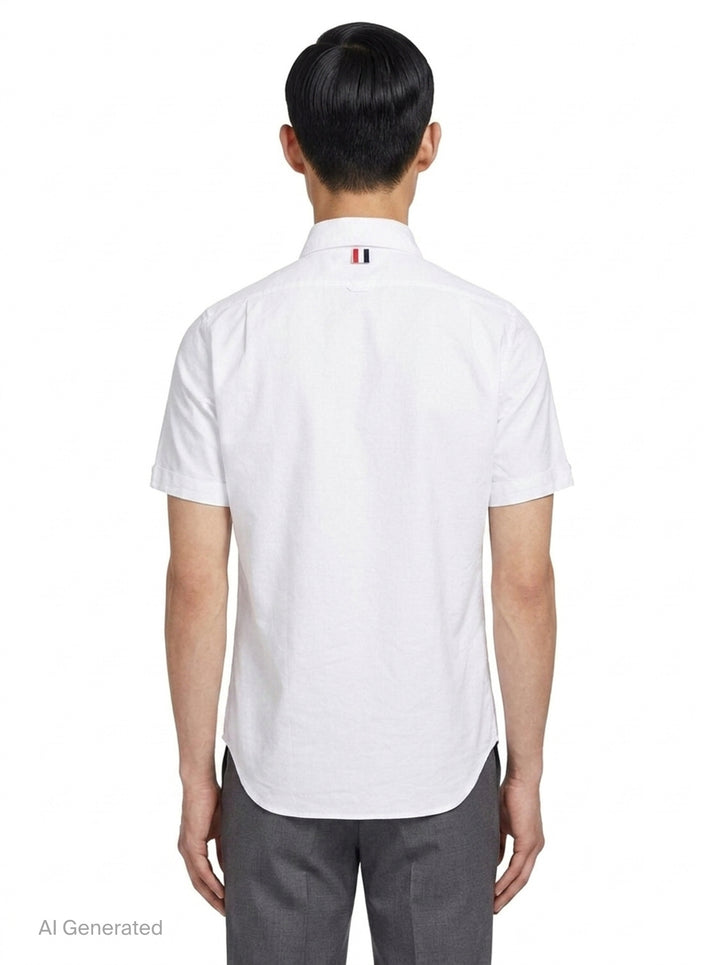 Short Sleeve Oxford Button Down Shirt | Thom Browne | Club21 - back