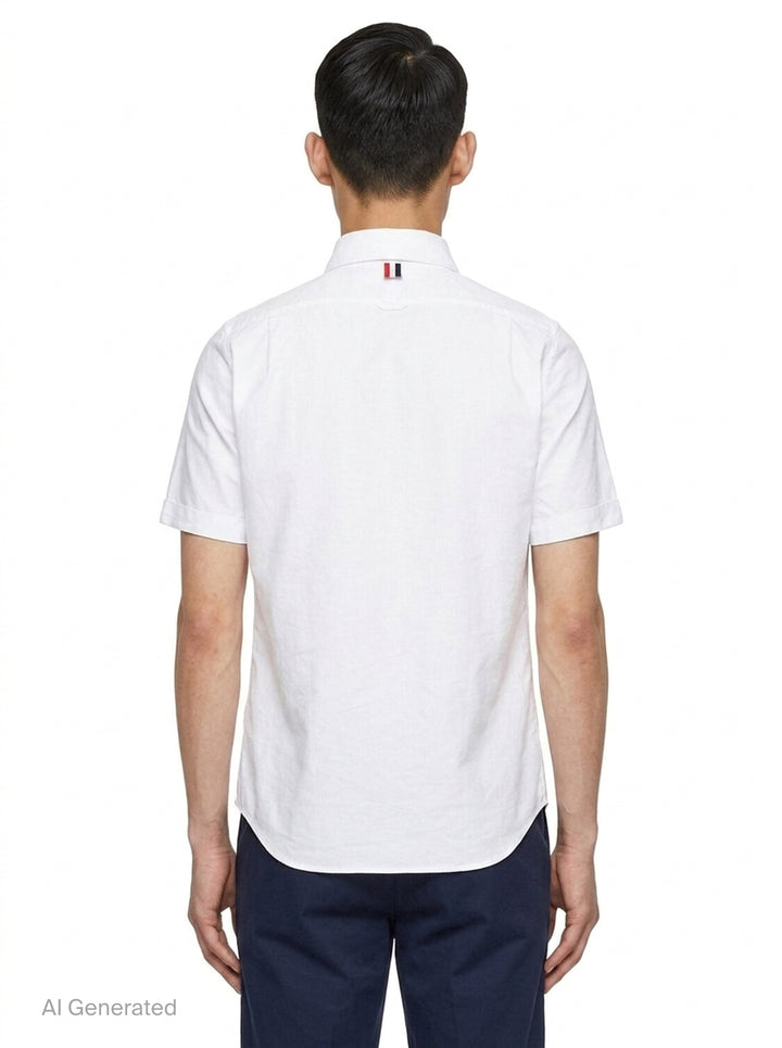 Short Sleeve Oxford Button Down Shirt | Thom Browne | Club21 - back