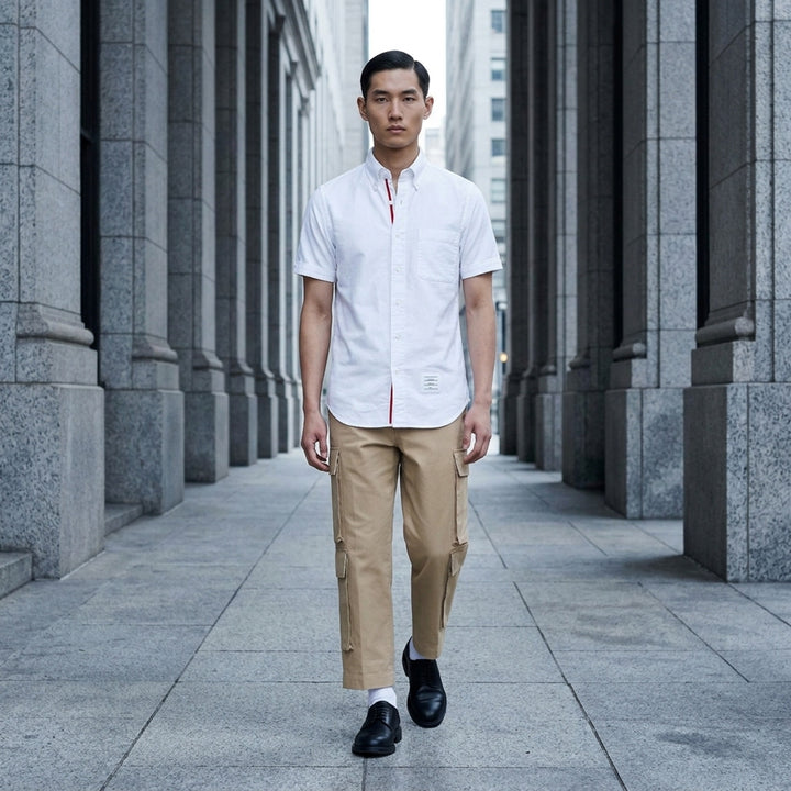 Short Sleeve Oxford Button Down Shirt | Thom Browne | Club21 - lifestyle