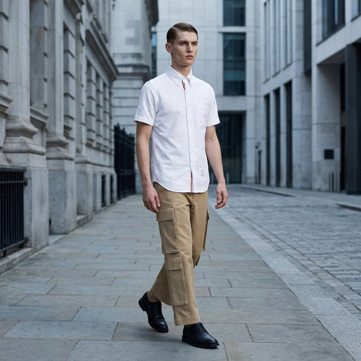 Short Sleeve Oxford Button Down Shirt | Thom Browne | Club21 - lifestyle