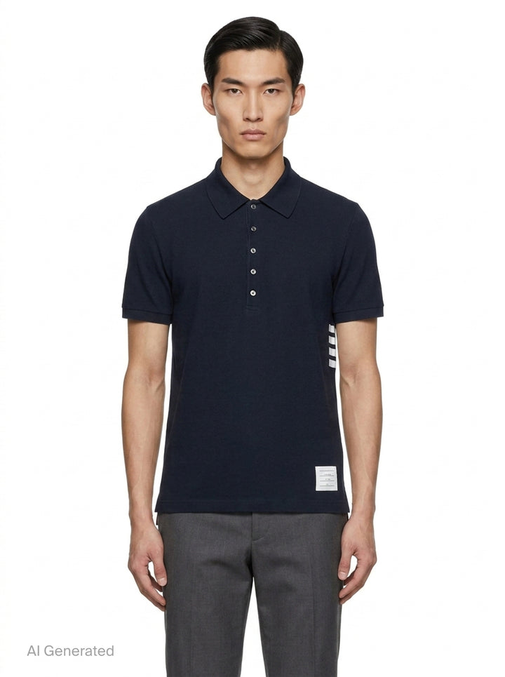 Short Sleeve Piqué Polo Shirt | Thom Browne | Club21 - front