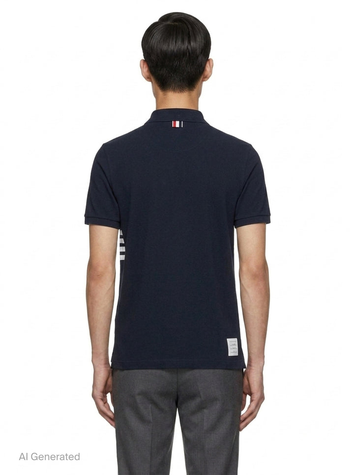 Short Sleeve Piqué Polo Shirt | Thom Browne | Club21 - back