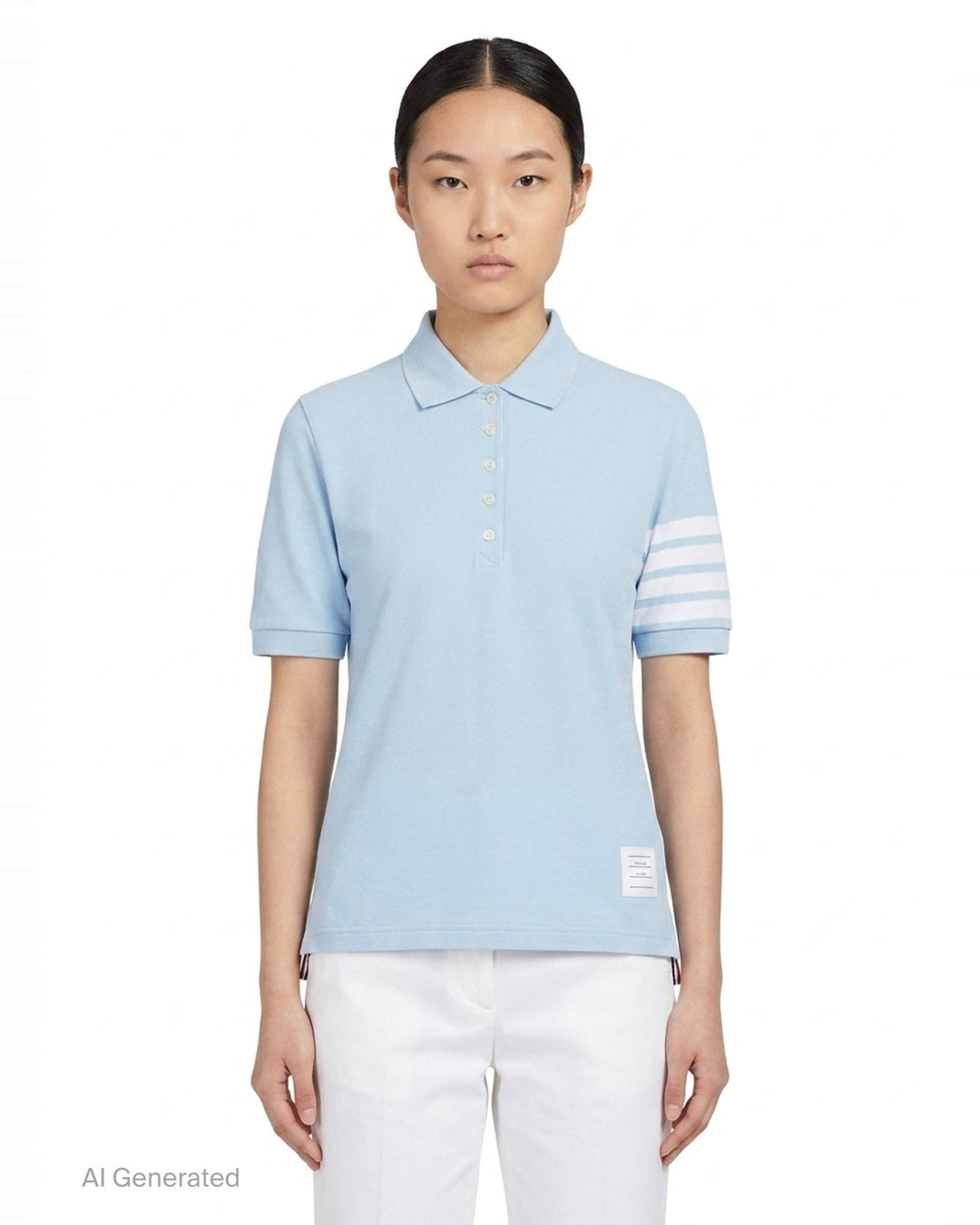 Short Sleeve Polo With 4-Bar Stripe | Thom Browne | Club21 - front