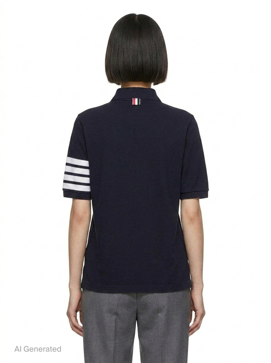 Short Sleeve Polo With 4-Bar Stripe | Thom Browne | Club21 - back