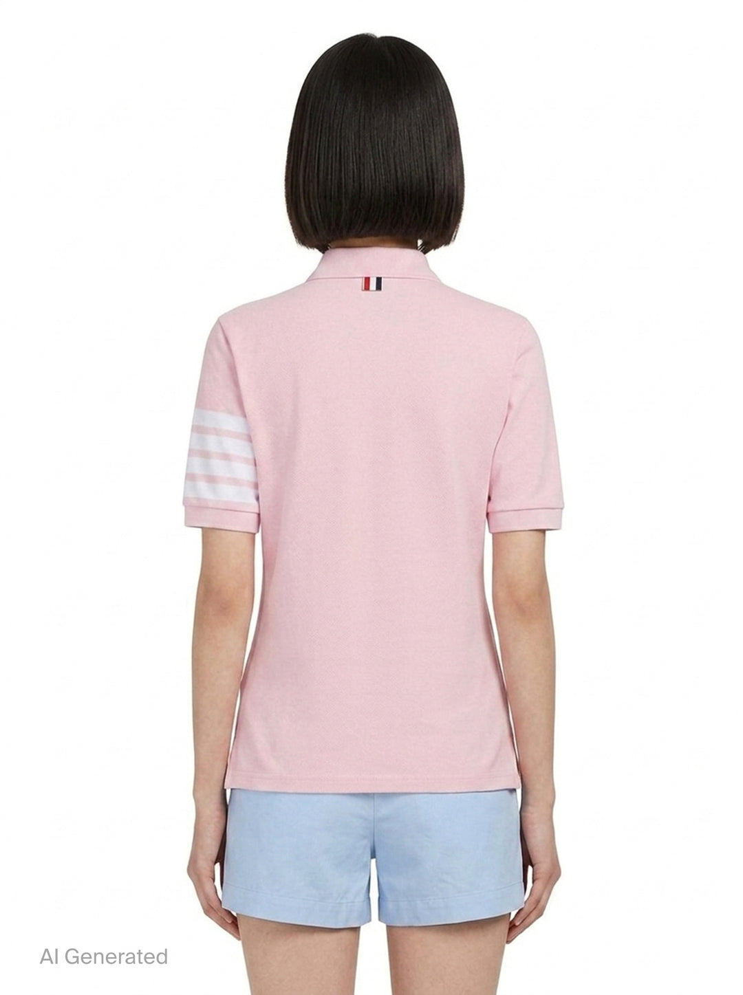 Short Sleeve Polo With 4-Bar Stripe | Thom Browne | Club21 - back