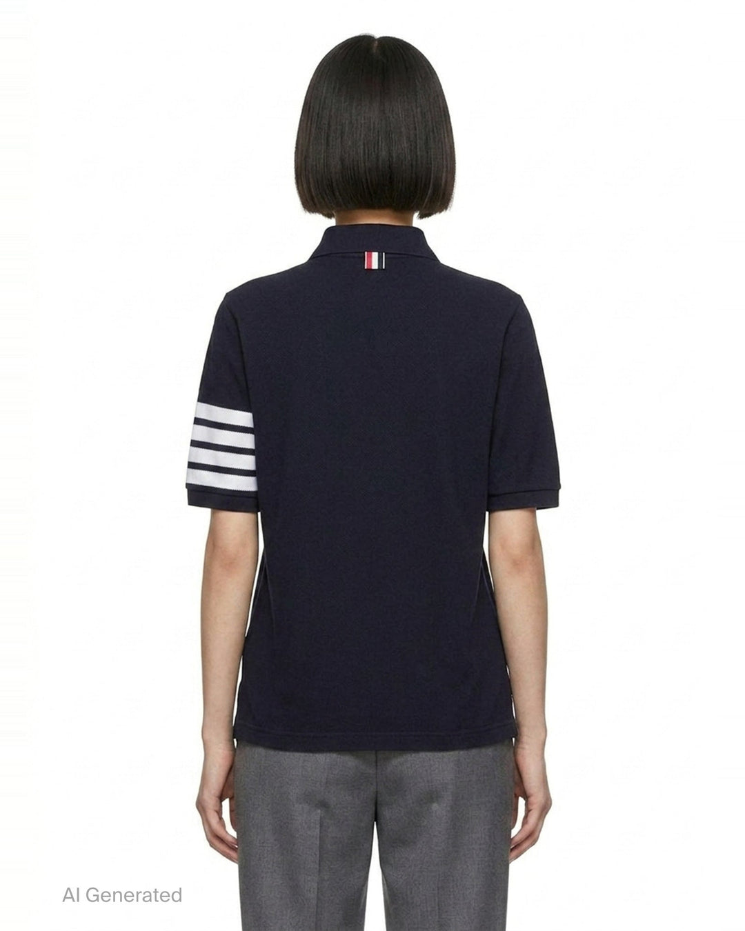 Short Sleeve Polo With 4-Bar Stripe | Thom Browne | Club21 - back