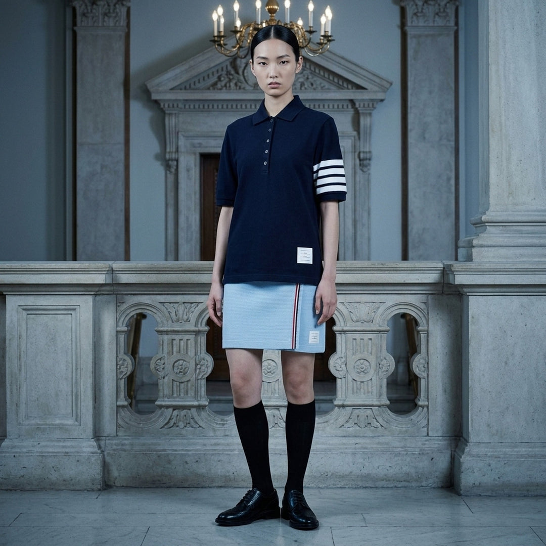 Short Sleeve Polo With 4-Bar Stripe | Thom Browne | Club21 - lifestyle