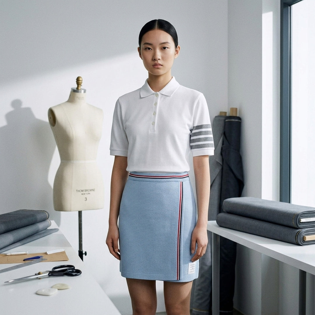 Short Sleeve Polo With 4-Bar Stripe | Thom Browne | Club21 - lifestyle