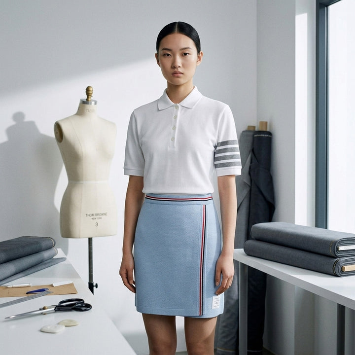 Short Sleeve Polo With 4-Bar Stripe | Thom Browne | Club21 - lifestyle