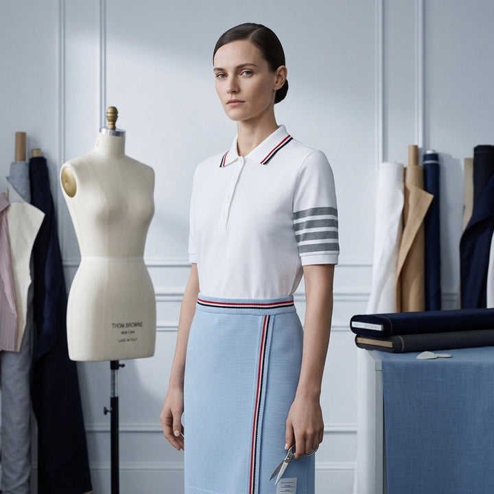 Short Sleeve Polo With 4-Bar Stripe | Thom Browne | Club21 - lifestyle