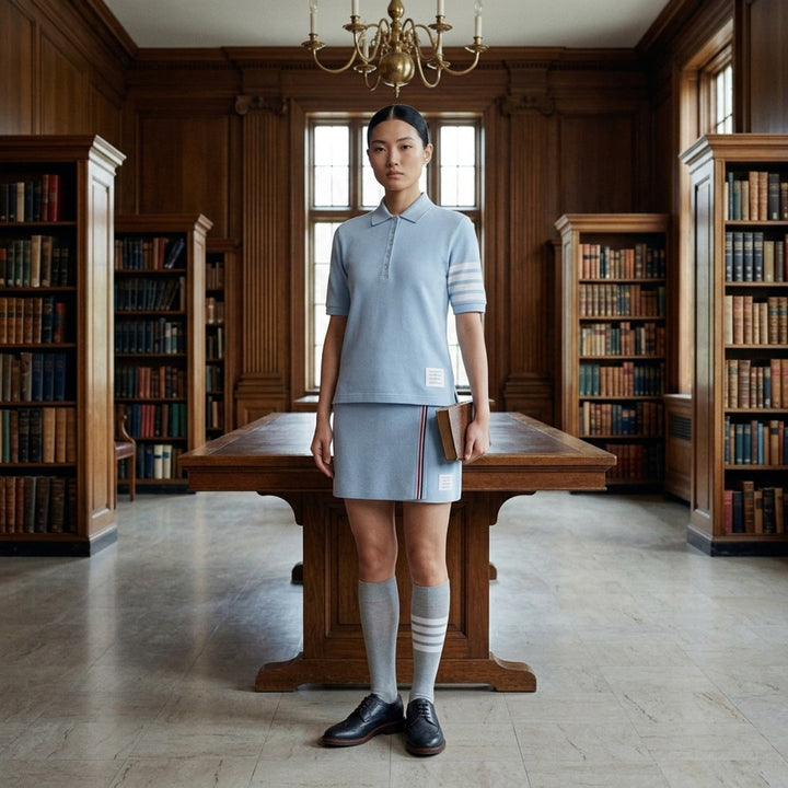 Short Sleeve Polo With 4-Bar Stripe | Thom Browne | Club21 - lifestyle