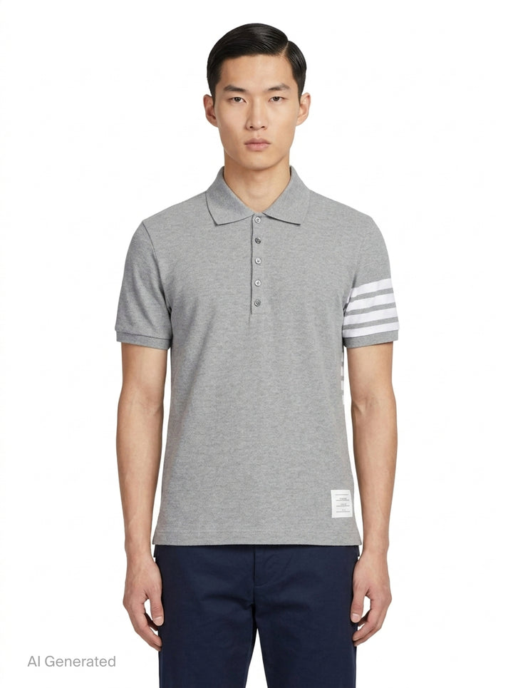 Short Sleeve Rib Cuff Polo | Thom Browne | Club21 - front