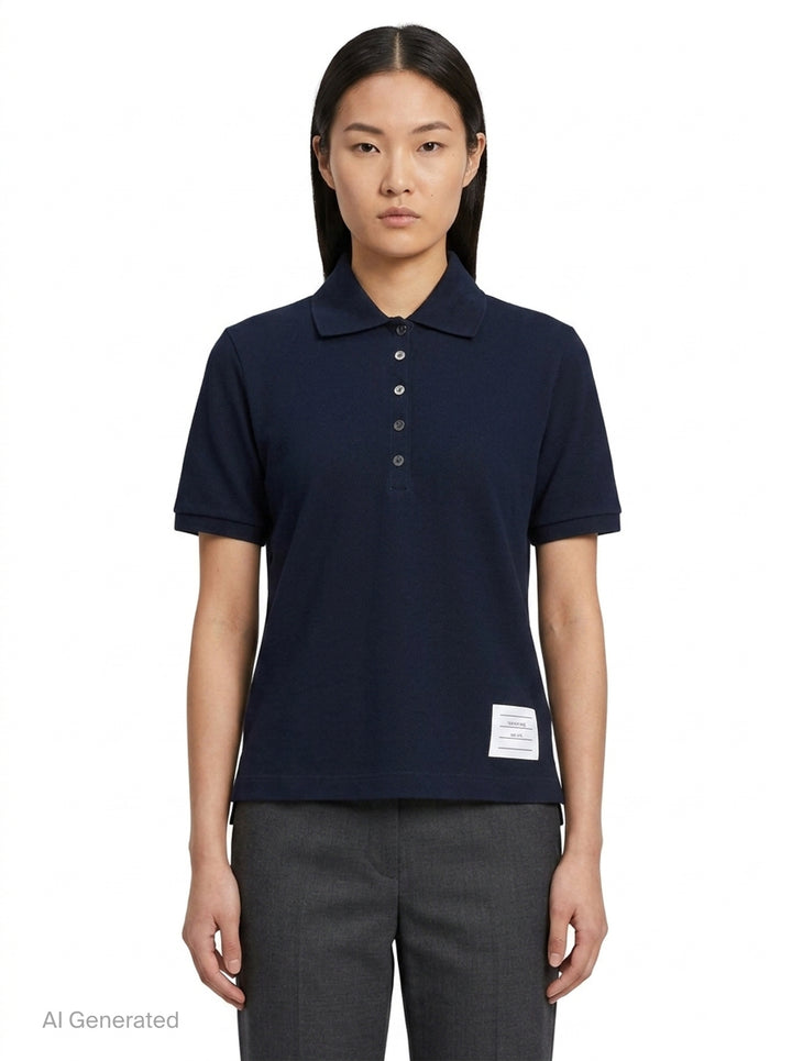 Short Sleeve Rib Cuff Polo | Thom Browne | Club21 - front
