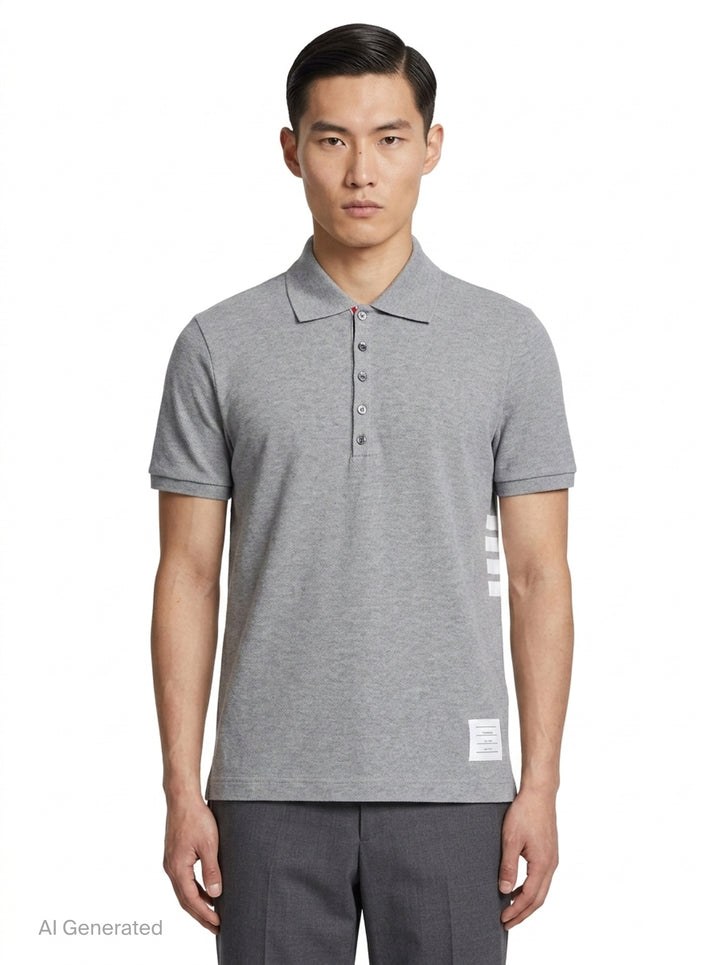 Short Sleeve Rib Cuff Polo | Thom Browne | Club21 - front