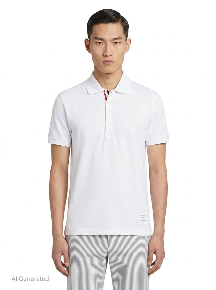 Short Sleeve Rib Cuff Polo | Thom Browne | Club21 - front