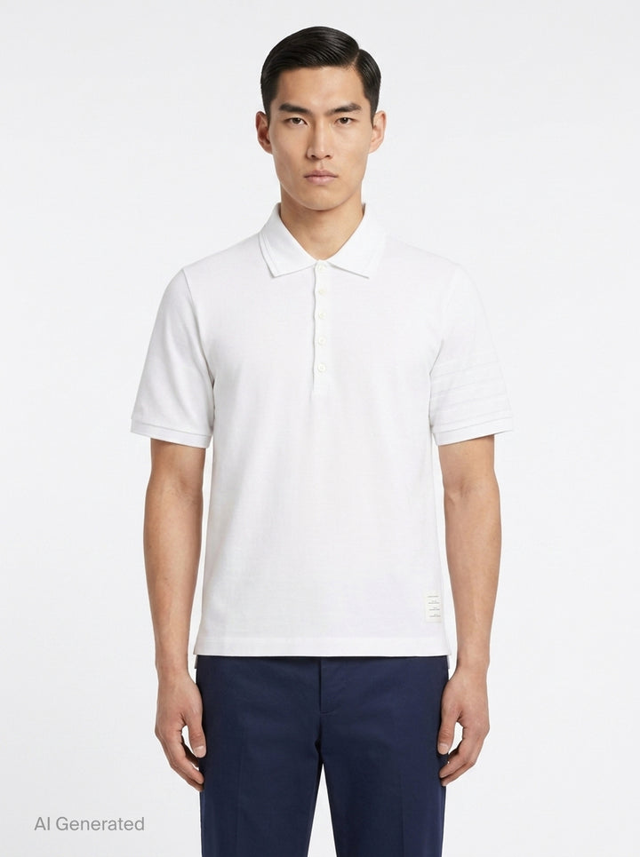 Short Sleeve Rib Cuff Polo | Thom Browne | Club21 - front