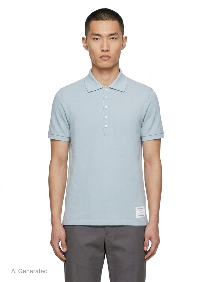 Short Sleeve Rib Cuff Polo | Thom Browne | Club21 - front
