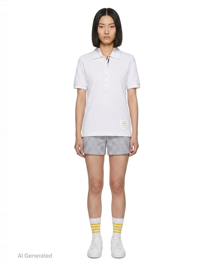 Short Sleeve Rib Cuff Polo | Thom Browne | Club21 - front