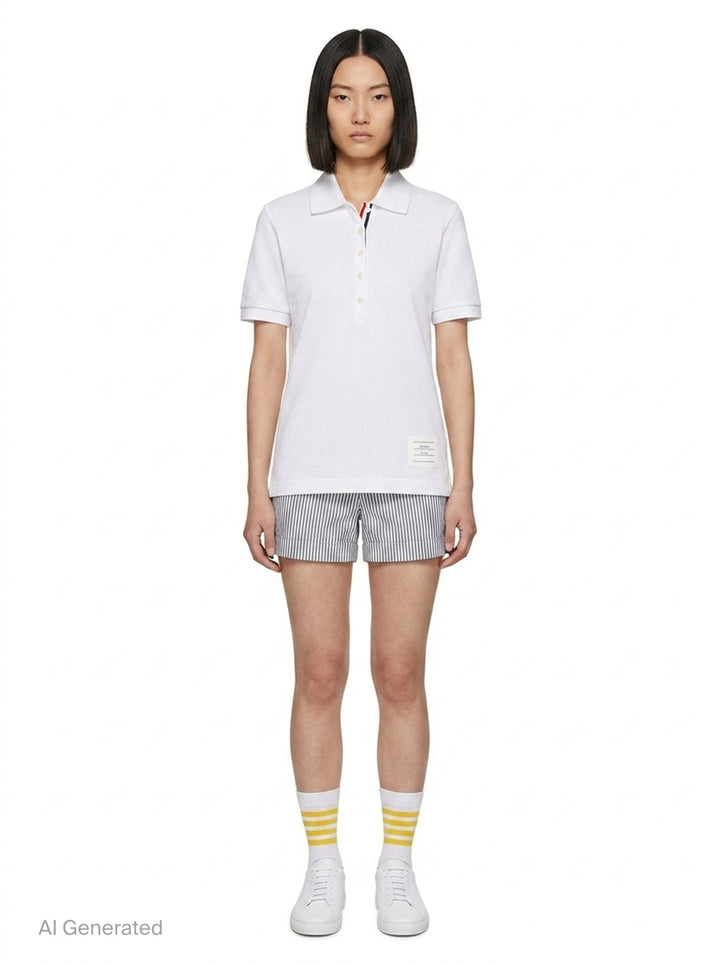 Short Sleeve Rib Cuff Polo | Thom Browne | Club21 - front