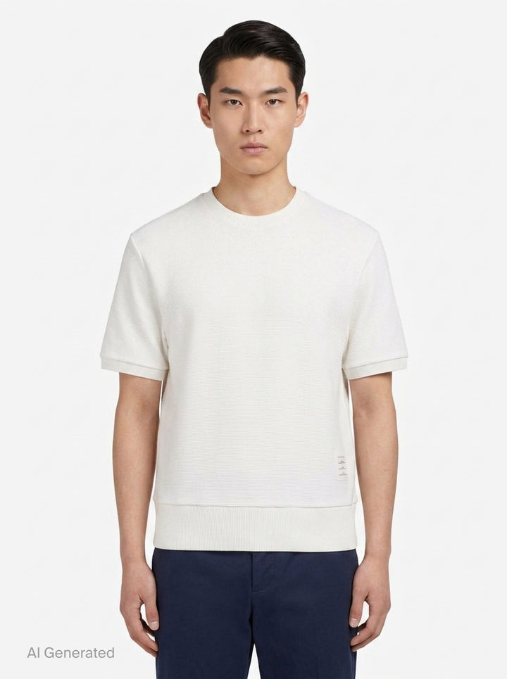 Short Sleeve Rib Cuff Tee | Thom Browne | Club21 - front