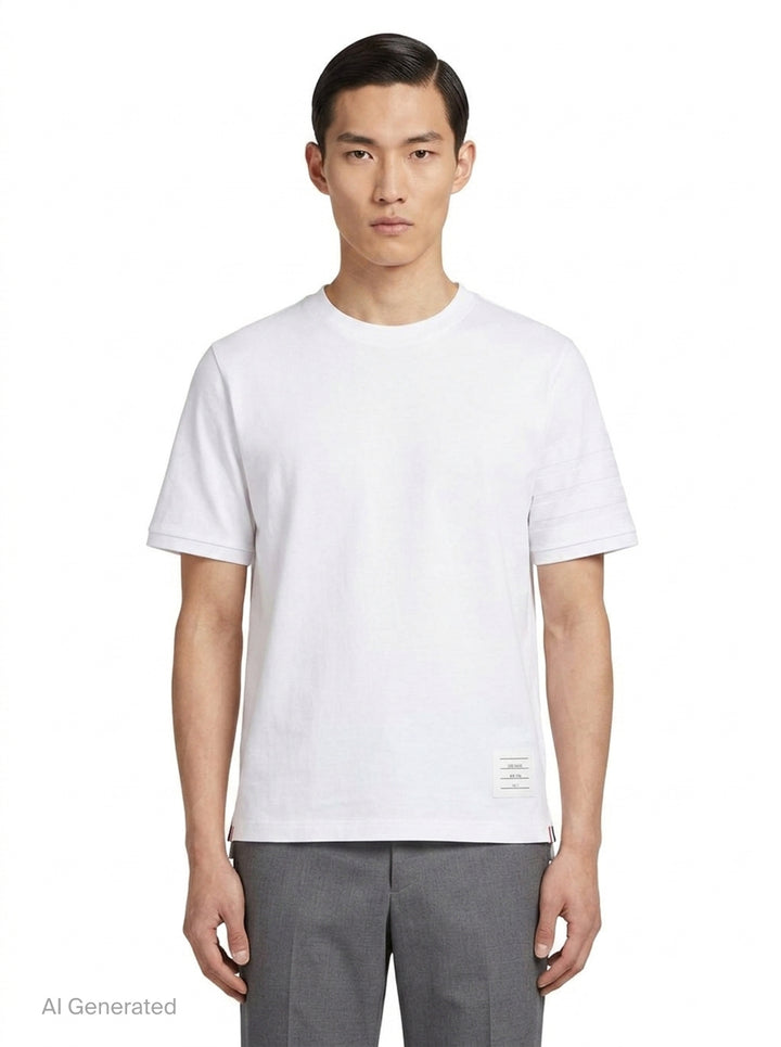 Short Sleeve Rib Cuff Tee | Thom Browne | Club21 - front