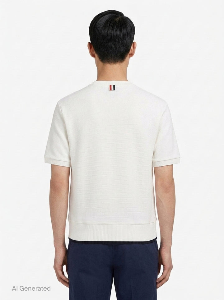 Short Sleeve Rib Cuff Tee | Thom Browne | Club21 - back